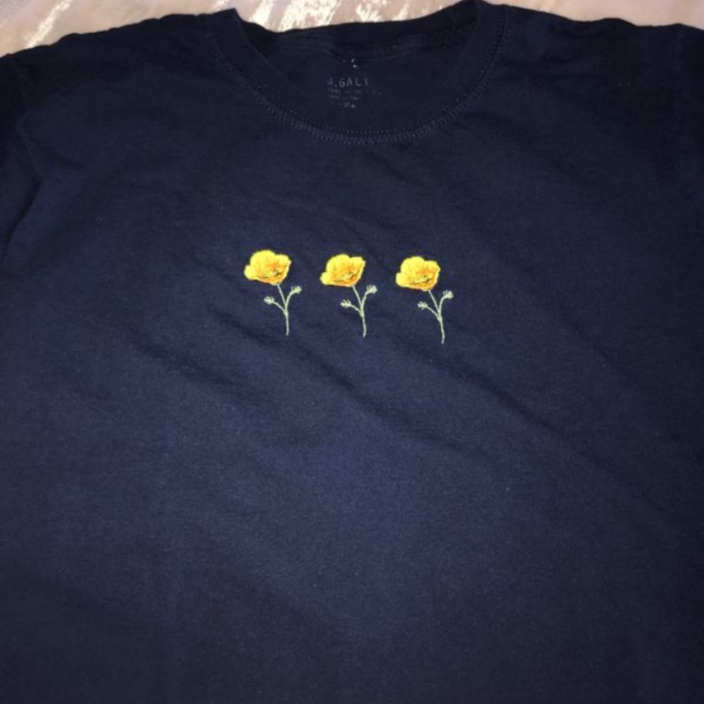 Navy Blue Brandy Melville Poppy Crop Top